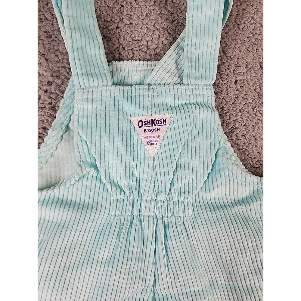 Vintage OshKosh Bgosh Girls Corduroy Jumper Dress Aqua Blue Made in USA 5 NWT - Picture 9 of 10